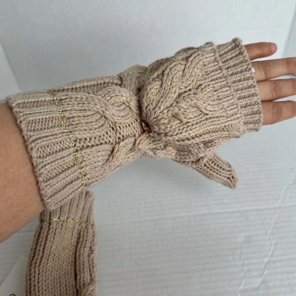 Calvin Klein Beige Convertible Mittens Fingerless Gloves